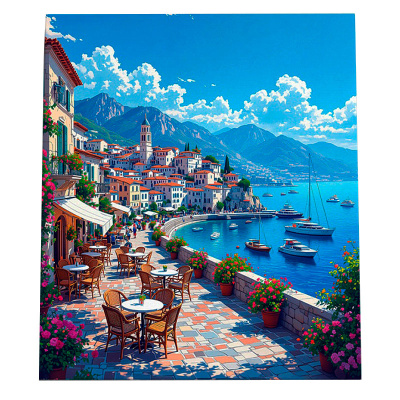 Алмазная мозаика Кафе на набережной Рыжий кот НД-1411 1